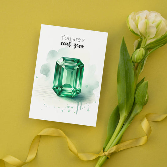 You are a real Gem | Watercolor Emerald Folded Card