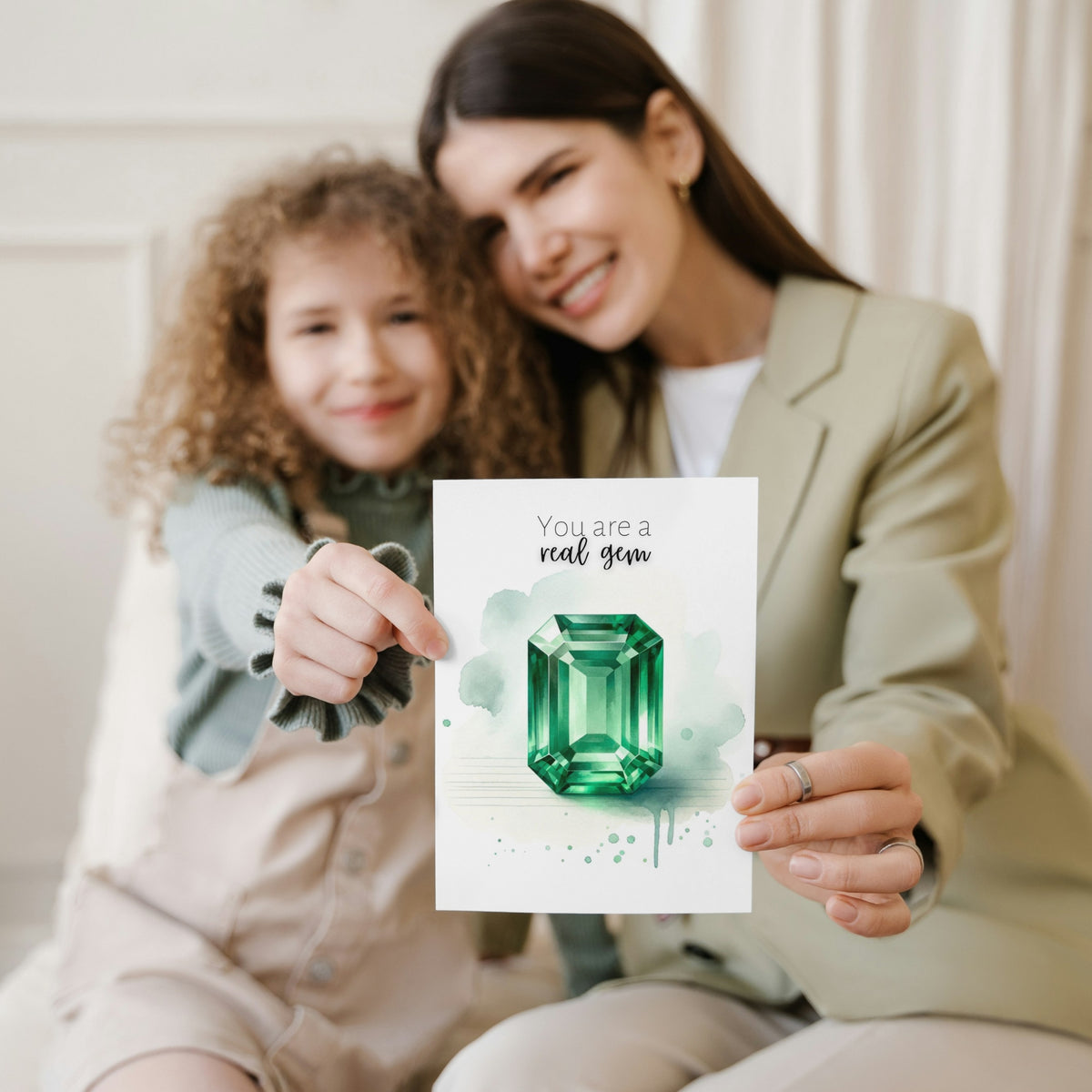 You are a real Gem | Watercolor Emerald Folded Card