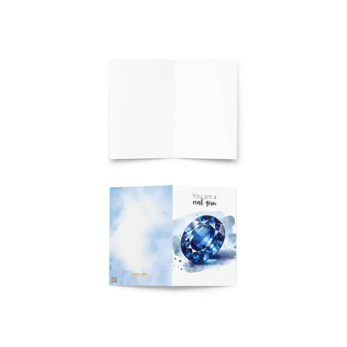 "You are a real gem" Watercolor Oval Sapphire Greeting Card Cards by Nodeform