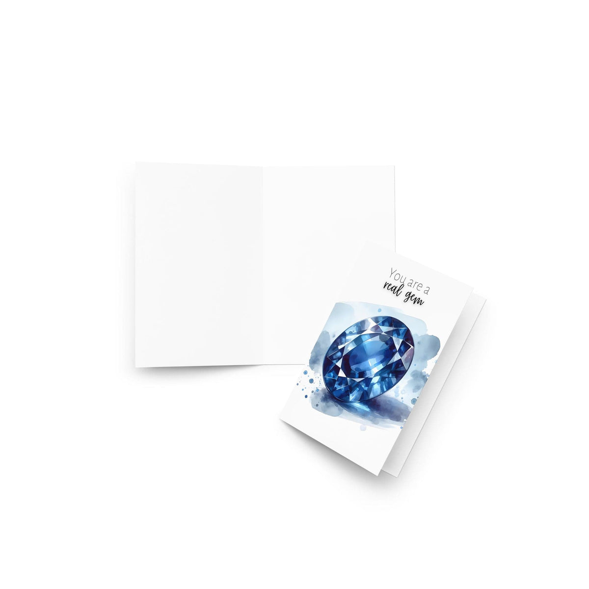 "You are a real gem" Watercolor Oval Sapphire Greeting Card by Nodeform