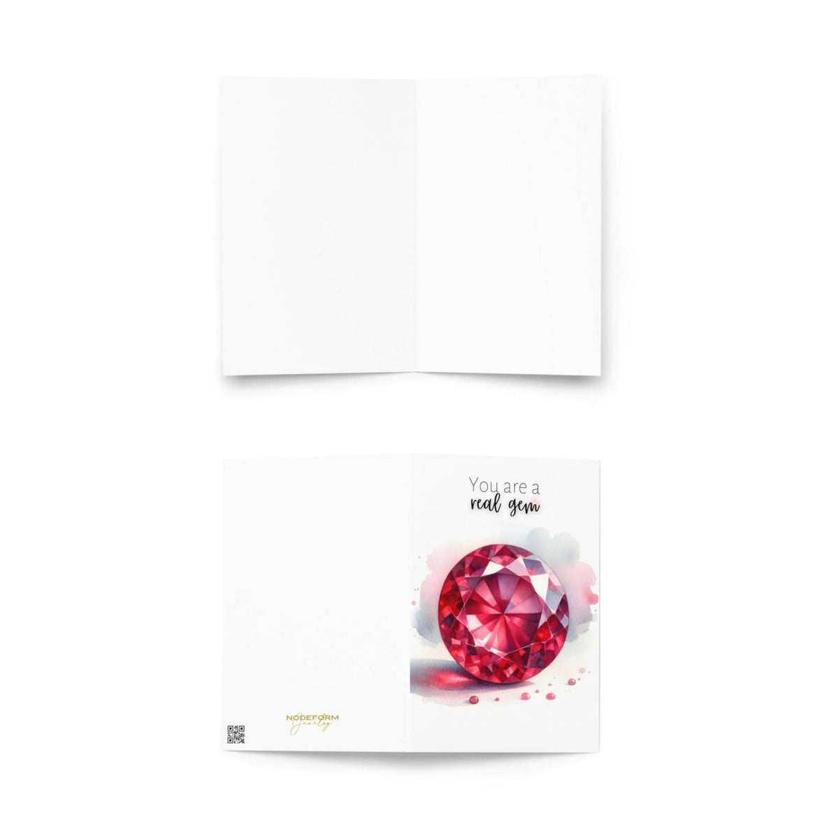 "You are a real Gem" Watercolor Round Ruby Greeting Card by Nodeform