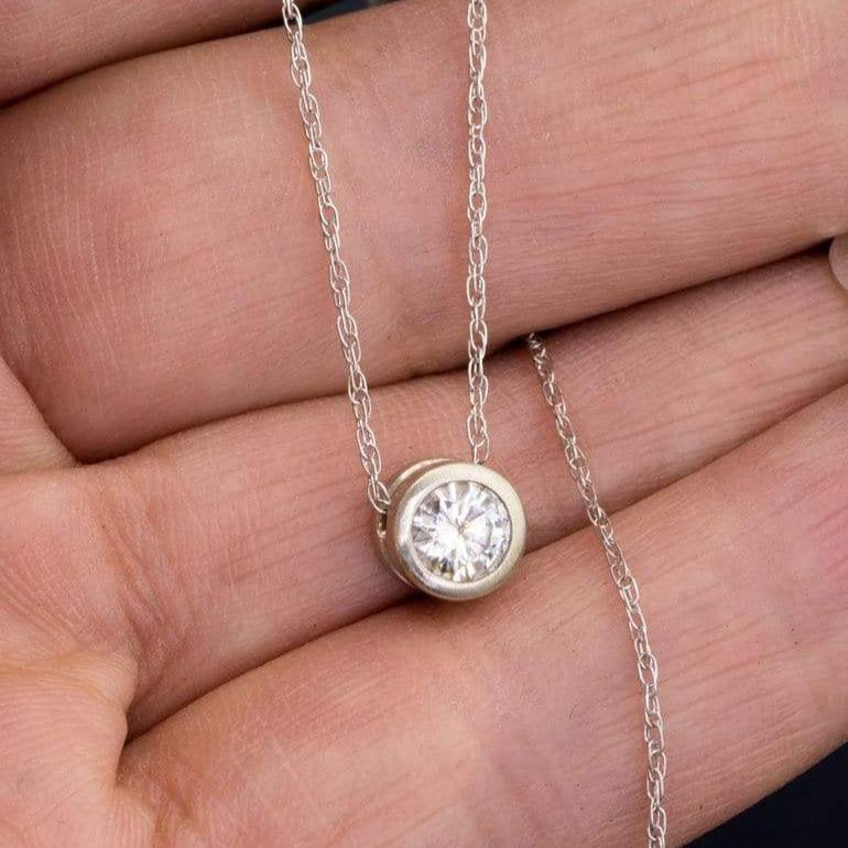 Classic Round 0.5ct Moissanite Slide Pendant Necklace Necklace / Pendant by Nodeform
