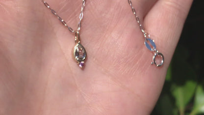 Tear Drop Pear White Sapphire & Pink Sapphire 14k Yellow Gold Pendant Necklace