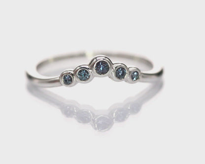 Velda - Graduated Chatham Alexandrite Curved Contoured Sterling Silver Stacking Wedding Ring {Ready to Ship}