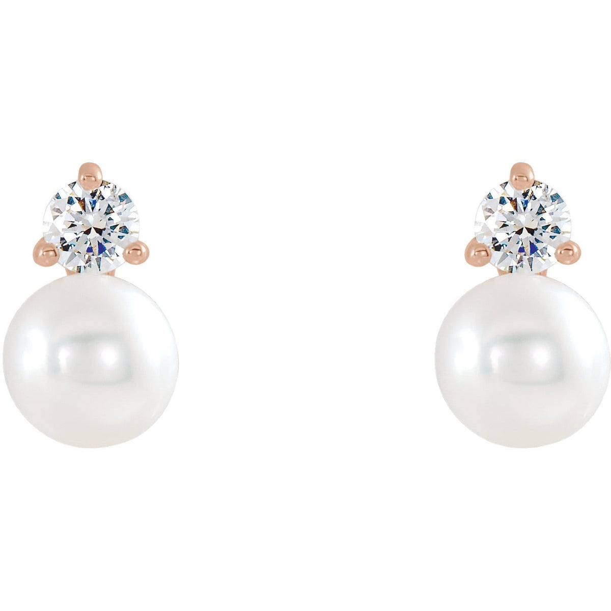 White Freshwater Cultured Pearl & Diamond Cluster Stud Earrings Earrings by Nodeform