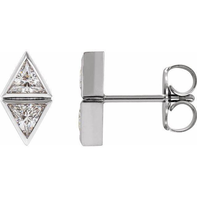 1/4 CTW Geometric Triangle Diamond Bezel Set 2-Stone Stud Earrings Earrings by Nodeform