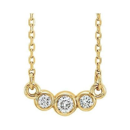 1/8 CTW Diamond Graduated Round Bezel Pendant Necklace 14k Yellow Gold / Genuine Diamonds H+/I1 Necklace / Pendant by Nodeform