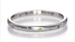 Mariella Band - Narrow Eternity Wedding Ring with white, teal & blue & green diamonds