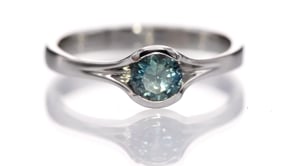 Fair Trade Teal / Blue Montana Sapphire Fold Solitaire Engagement Ring