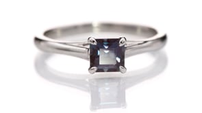 Square Emerald Cut Lab Alexandrite Cathryn Ring - Prong Set Platinum Solitaire Engagement Ring, Ready to ship