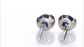 Blue Sapphire 14k Gold Half Bezel Stud Earrings