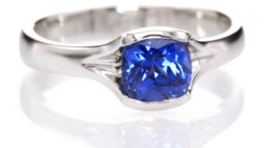 Cushion Cut Blue Sapphire Fold Solitaire Engagement Ring