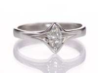 Marquise Moissanite Semi-Bezel Fold Solitaire Engagement Ring