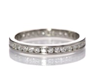 Moissanite Channel Set Eternity Anniversary 14k White Gold Wedding Band, Ready To Ship Size 7.5