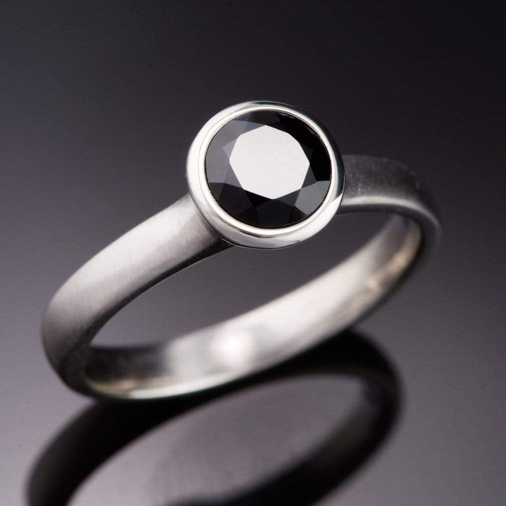 Bezel set black diamond ring Clearance