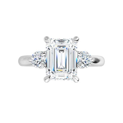 Tracy - Three Stone Prong Set Engagement Ring with Round Side Stones - Setting only
