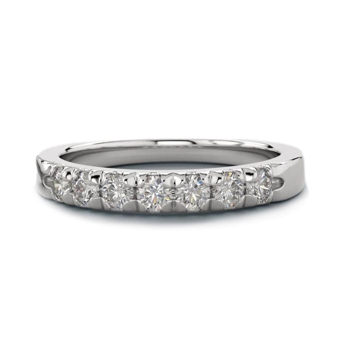 Freya Anniversary Band - French Set Moissanite Pave Ring Stacking Wedding Band Ring by Nodeform