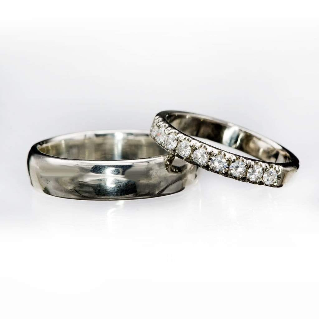 Freya Anniversary Band - French Set Moissanite Pave Ring Stacking Wedding Band Ring by Nodeform