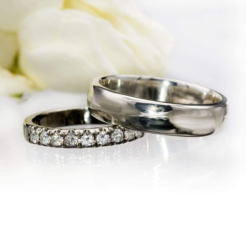 Freya Anniversary Band - French Set Moissanite Pave Ring Stacking Wedding Band Ring by Nodeform