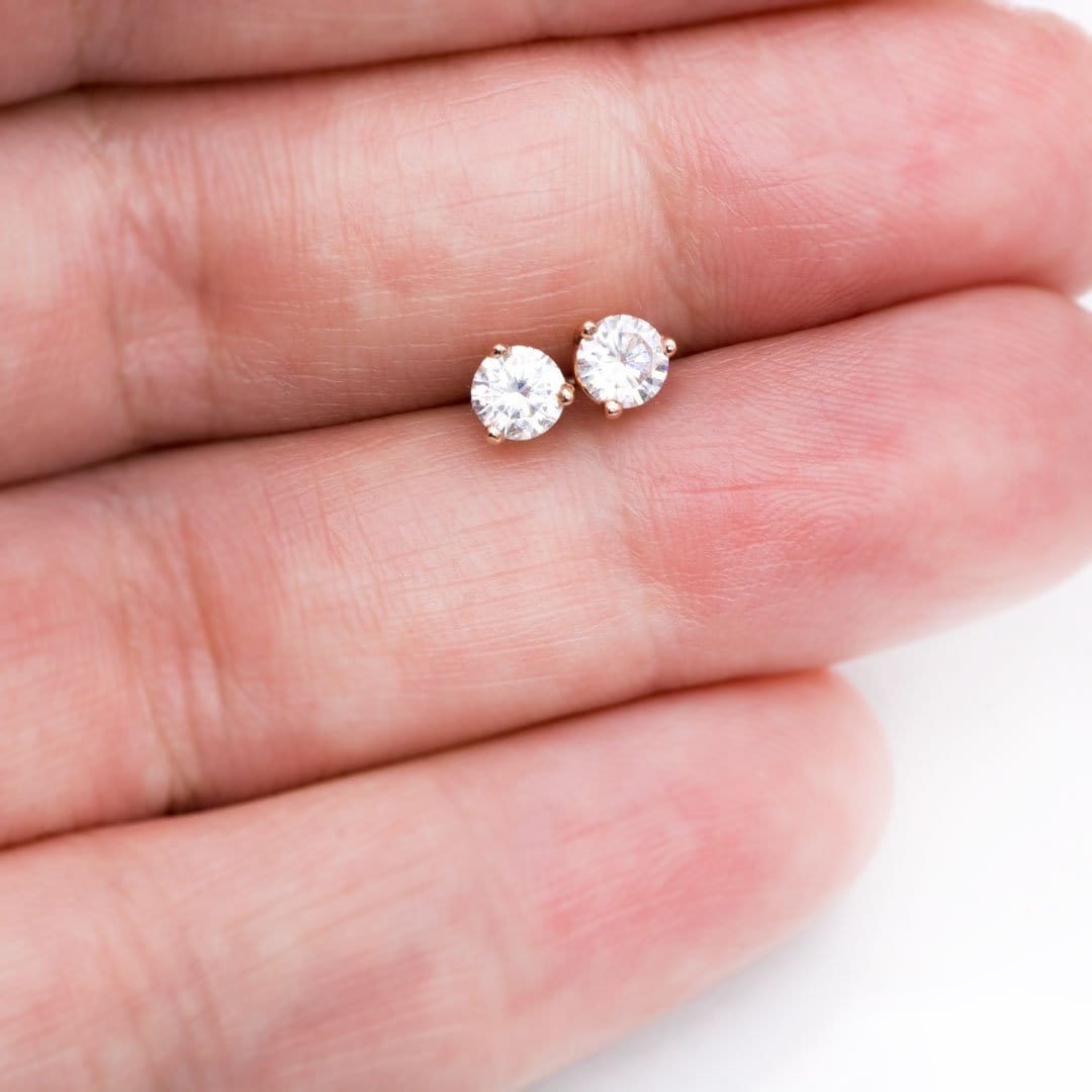 Moissanite 3-Prong Stud Earrings Earrings by Nodeform