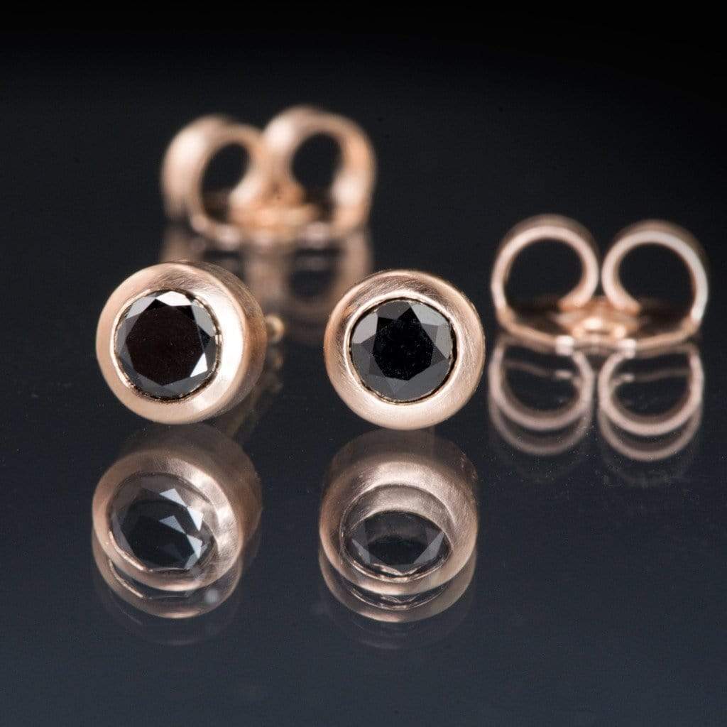 Black Diamond Bezel Set Stud Earrings Earrings by Nodeform