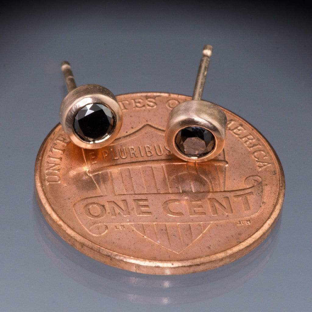 Black Diamond Bezel Set Stud Earrings Earrings by Nodeform
