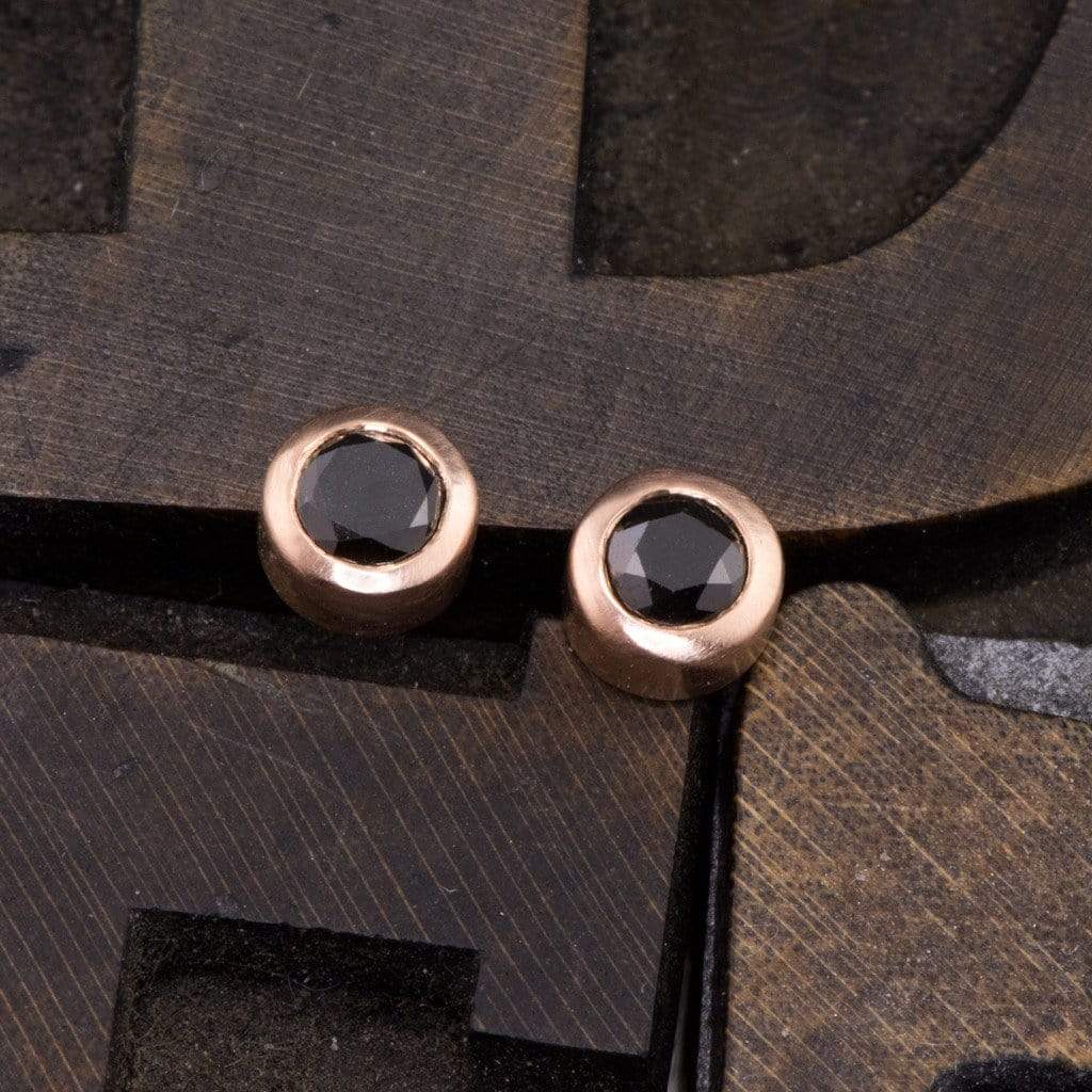 Black Diamond Bezel Set Stud Earrings Earrings by Nodeform