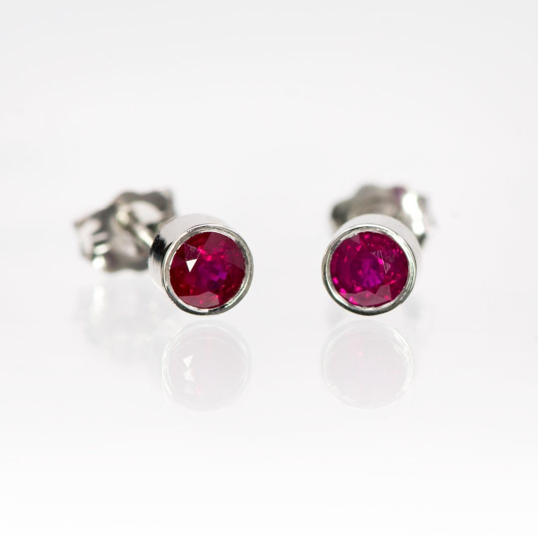 Ruby Bezel Set Stud Earrings Earrings by Nodeform
