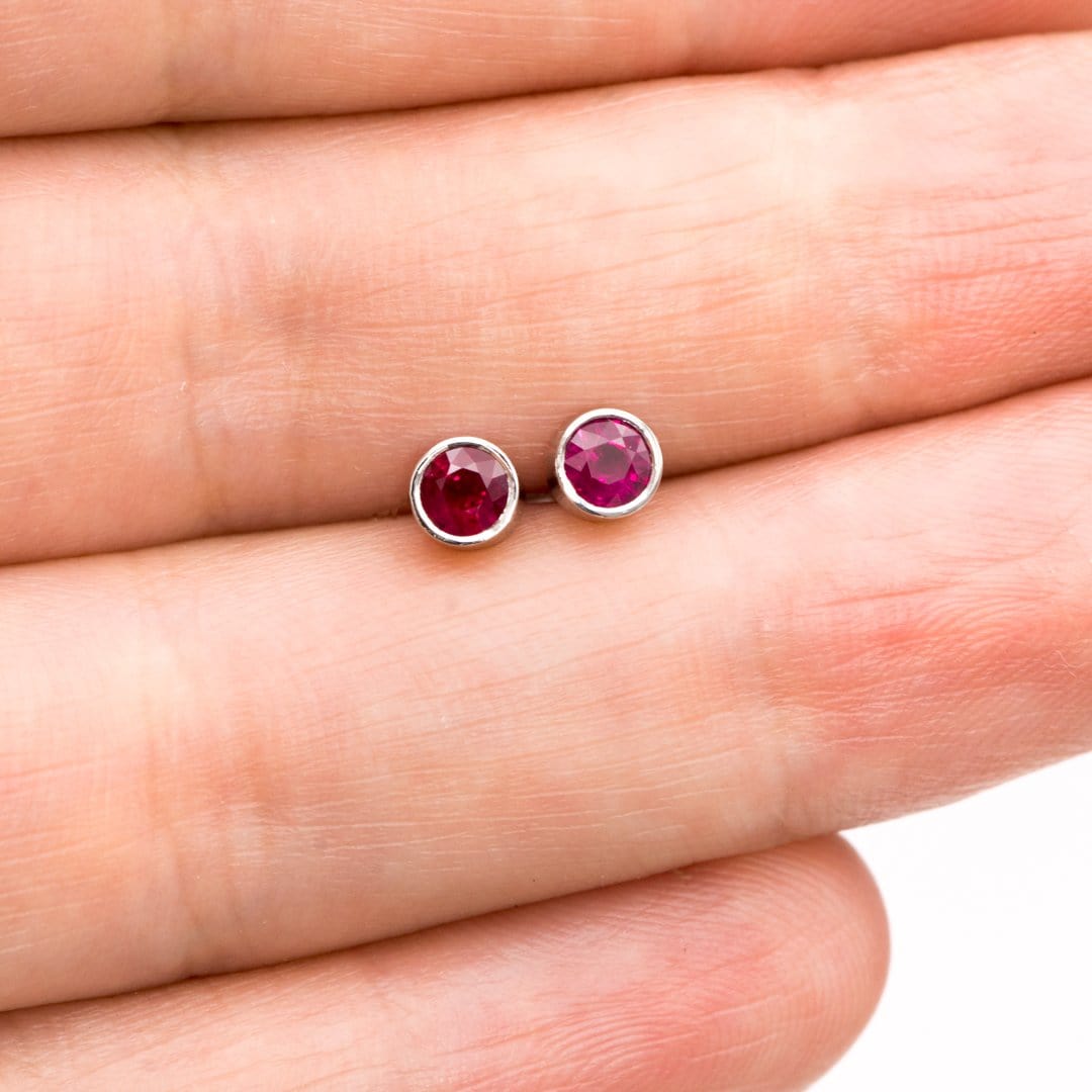 Ruby Bezel Set Stud Earrings Earrings by Nodeform