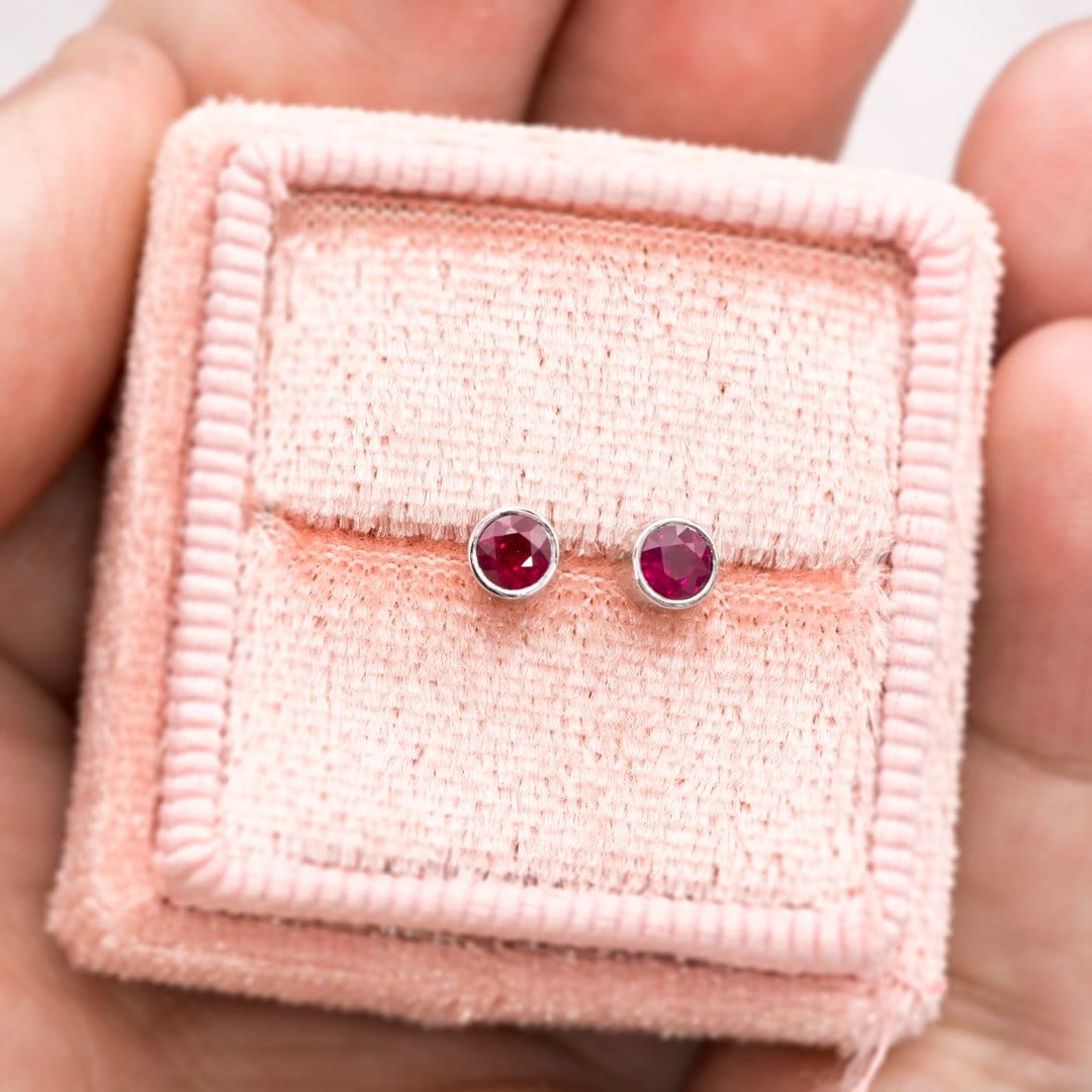 Ruby Bezel Set Stud Earrings Earrings by Nodeform