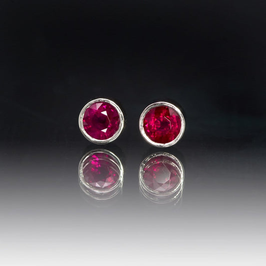 Ruby Bezel Set Stud Earrings Earrings by Nodeform