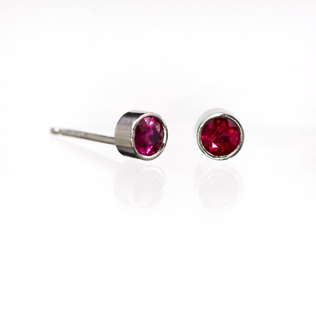 Ruby Bezel Set Stud Earrings Earrings by Nodeform