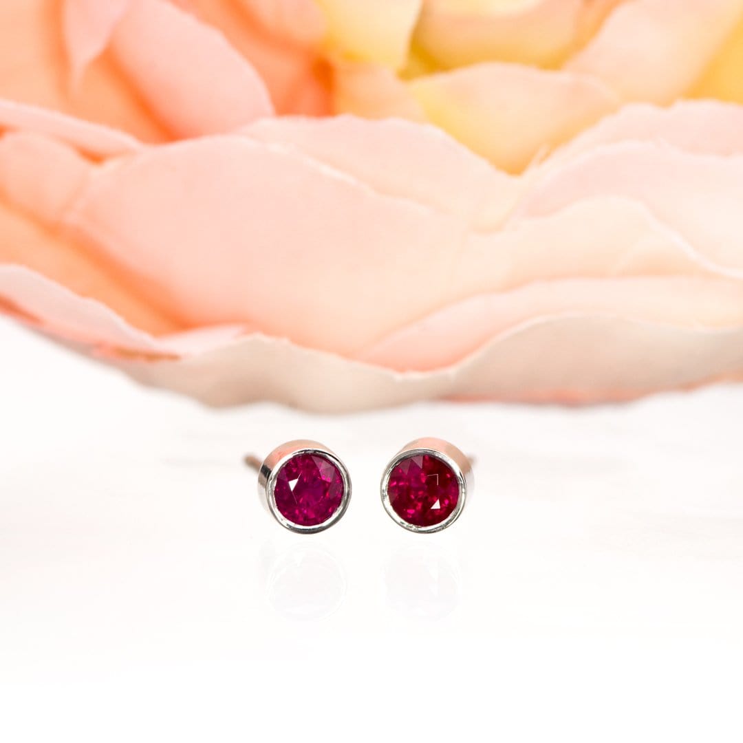 Ruby Bezel Set Stud Earrings Earrings by Nodeform