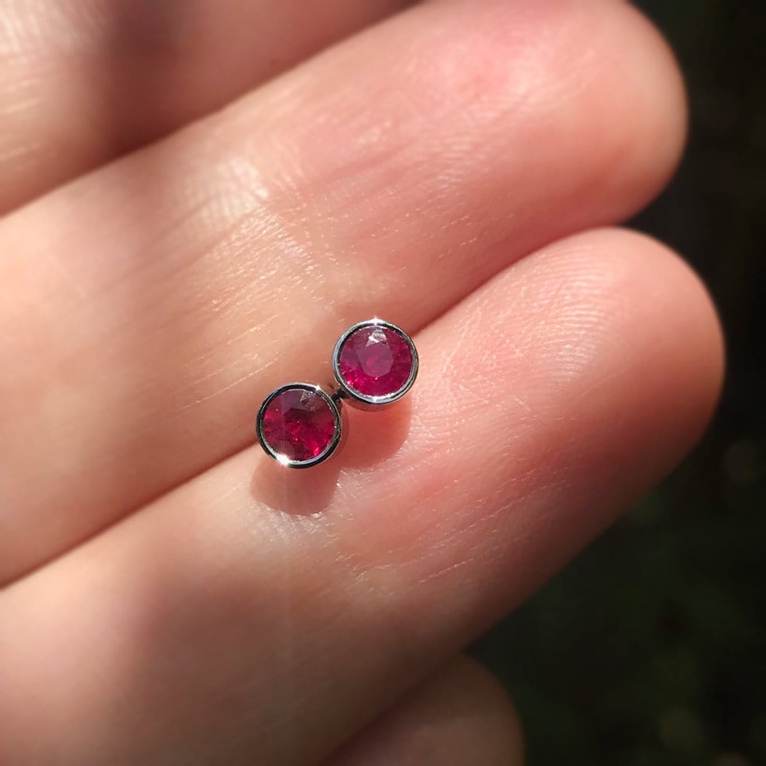 Ruby Bezel Set Stud Earrings Earrings by Nodeform