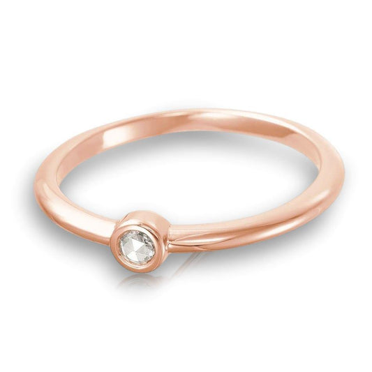 Round 0.06ct Rose Cut Diamond Low Profile Bezel Stacking Ring Ring by Nodeform