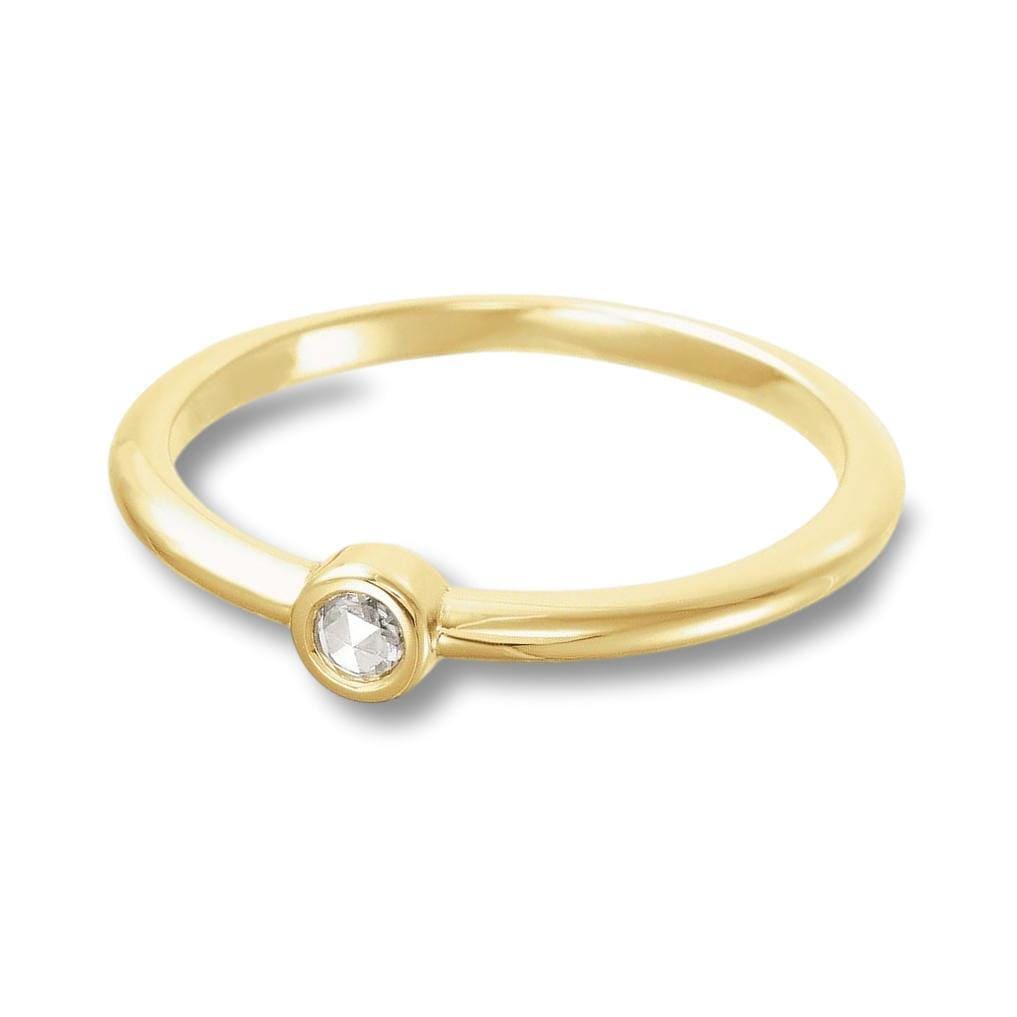 Round 0.06ct Rose Cut Diamond Low Profile Bezel Stacking Ring Ring by Nodeform