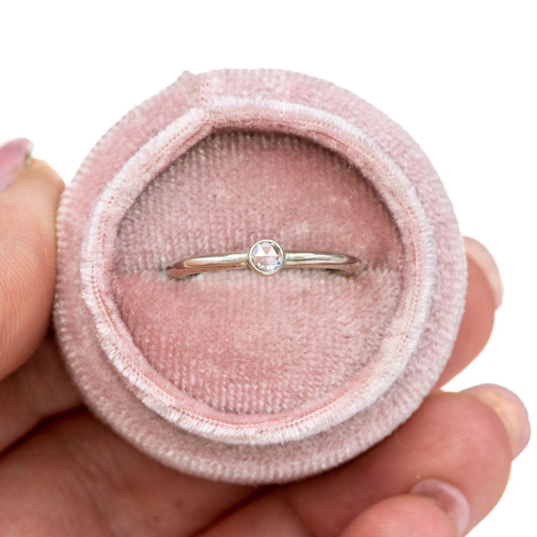 Round 0.06ct Rose Cut Diamond Low Profile Bezel Stacking Ring Ring by Nodeform