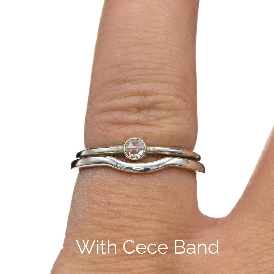 Round 0.06ct Rose Cut Diamond Low Profile Bezel Stacking Ring Ring by Nodeform