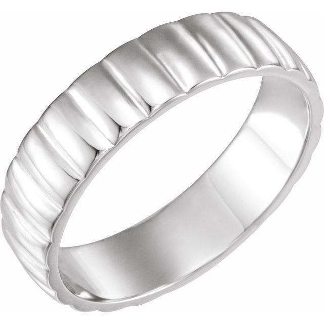 6mm Wide Grooved Scalloped Men's Wedding Band Platinum Ring by Nodeform