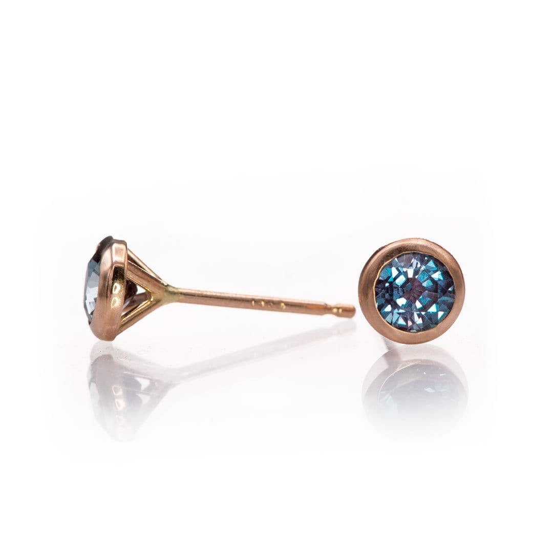 4mm Lab Alexandrite 14k Rose Gold Martini Stud Earrings, Ready to Ship Earrings by Nodeform