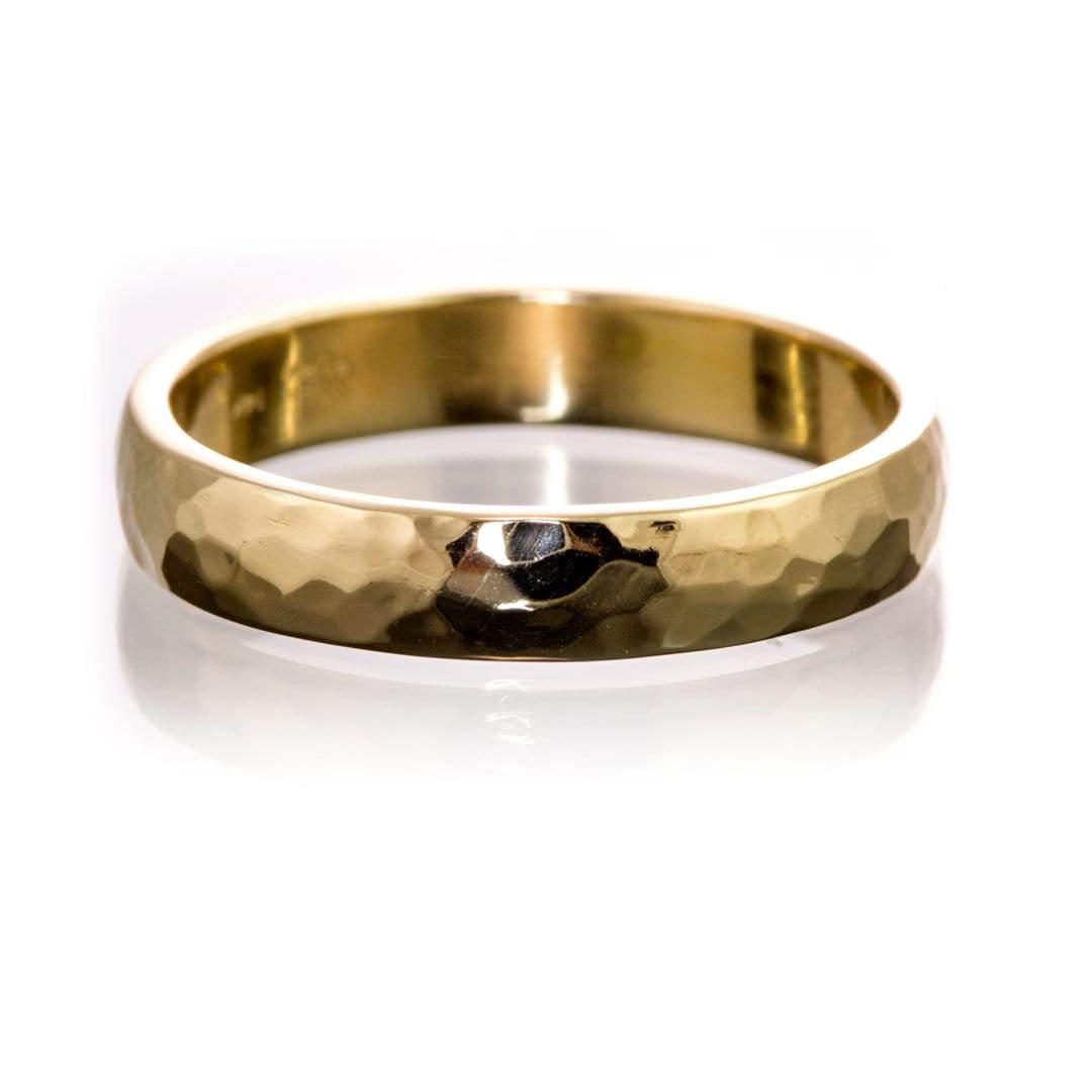 Narrow Hammered Texture Wedding Band 14k Yellow Gold / 3.5mm Ring by Nodeform