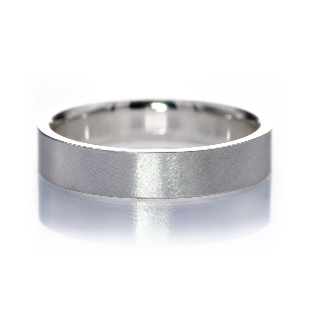 Wide Flat Modern Simple Wedding Band Ring by Nodeform