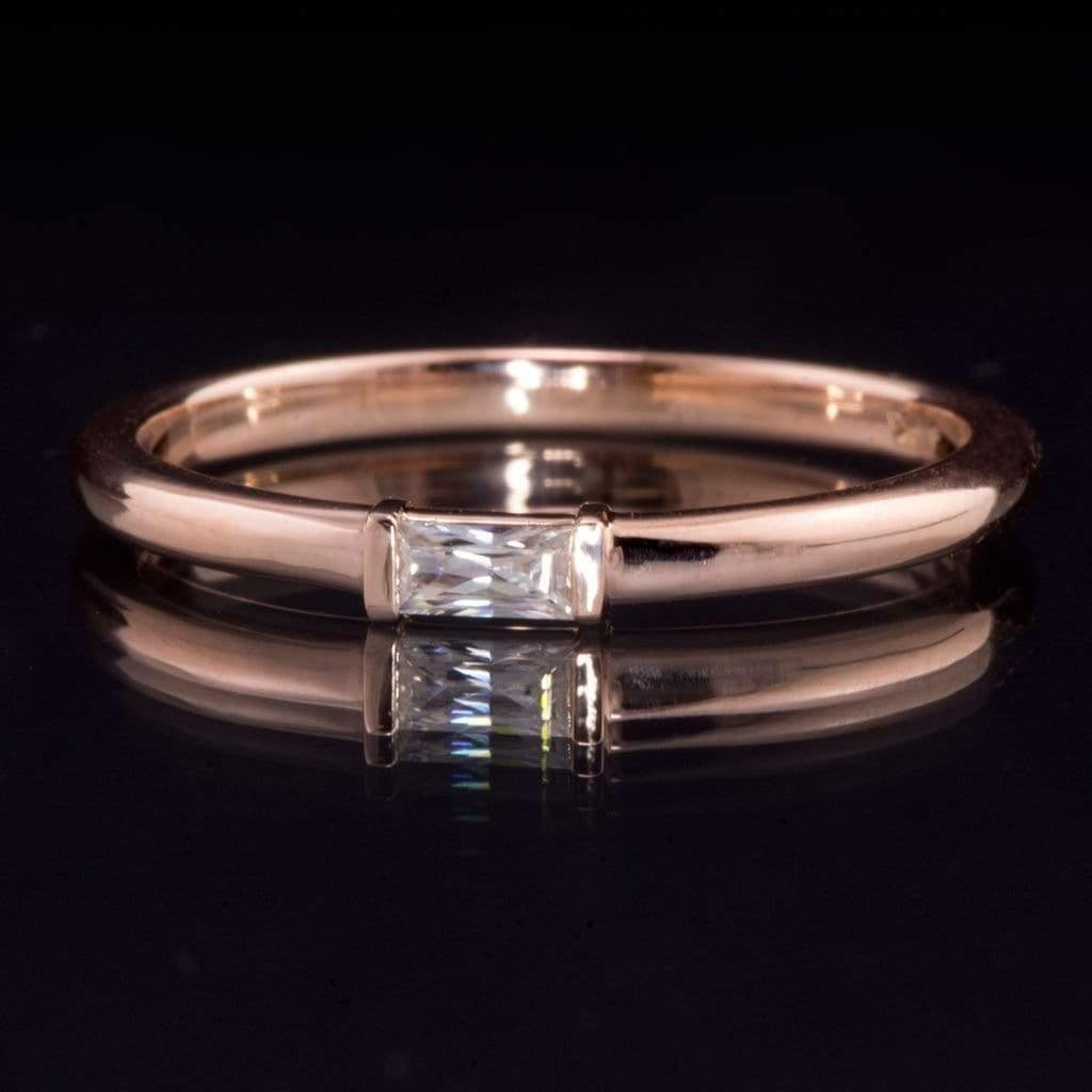 Baguette Diamond Stacking Promise or Solitaire Engagement Ring Ring by Nodeform