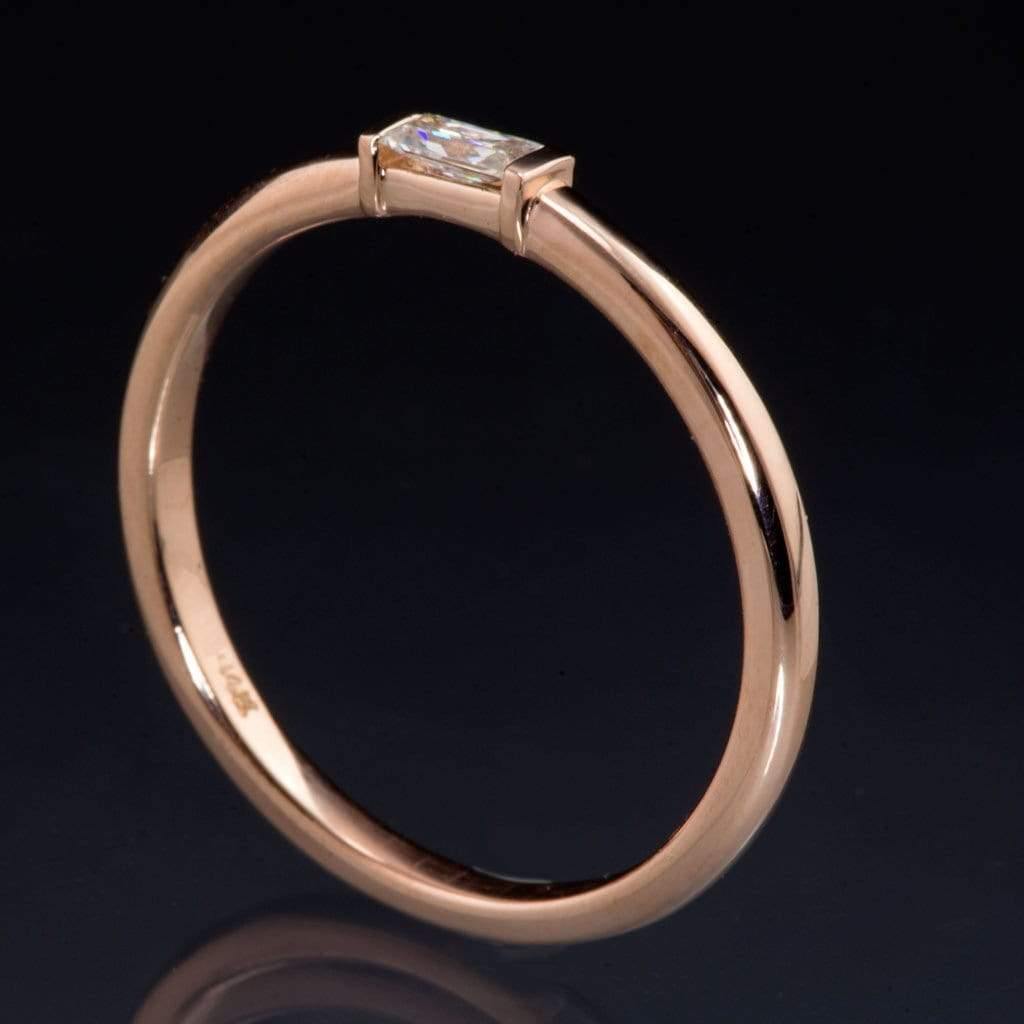 Baguette Moissanite Stacking Promise Solitaire Ring Ring by Nodeform