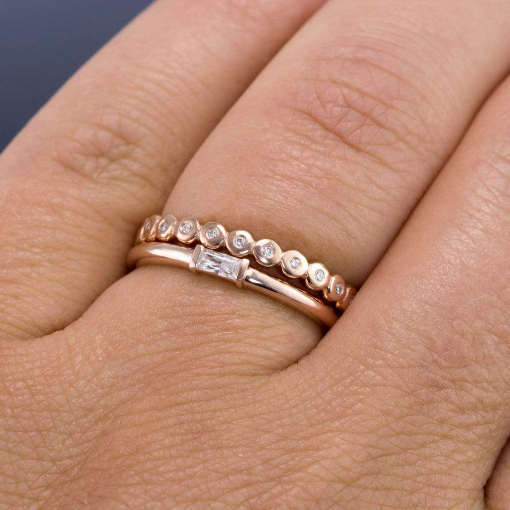 Baguette Moissanite Stacking Solitaire Engagement or Anniversary Ring Ring by Nodeform