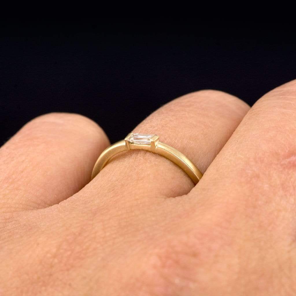 Baguette Moissanite Stacking Promise Solitaire Ring Ring by Nodeform