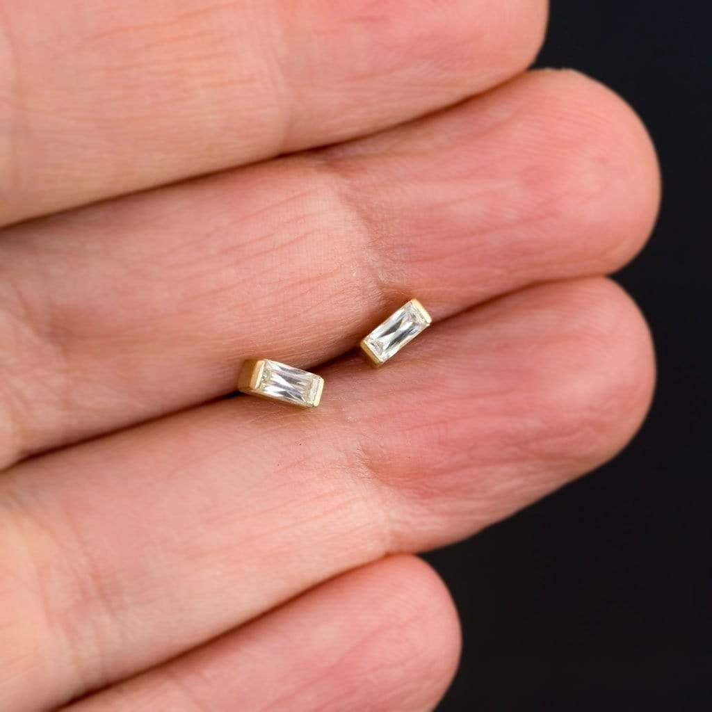 Baguette Forever One Moissanite Bar Set Stud Earrings Earrings by Nodeform