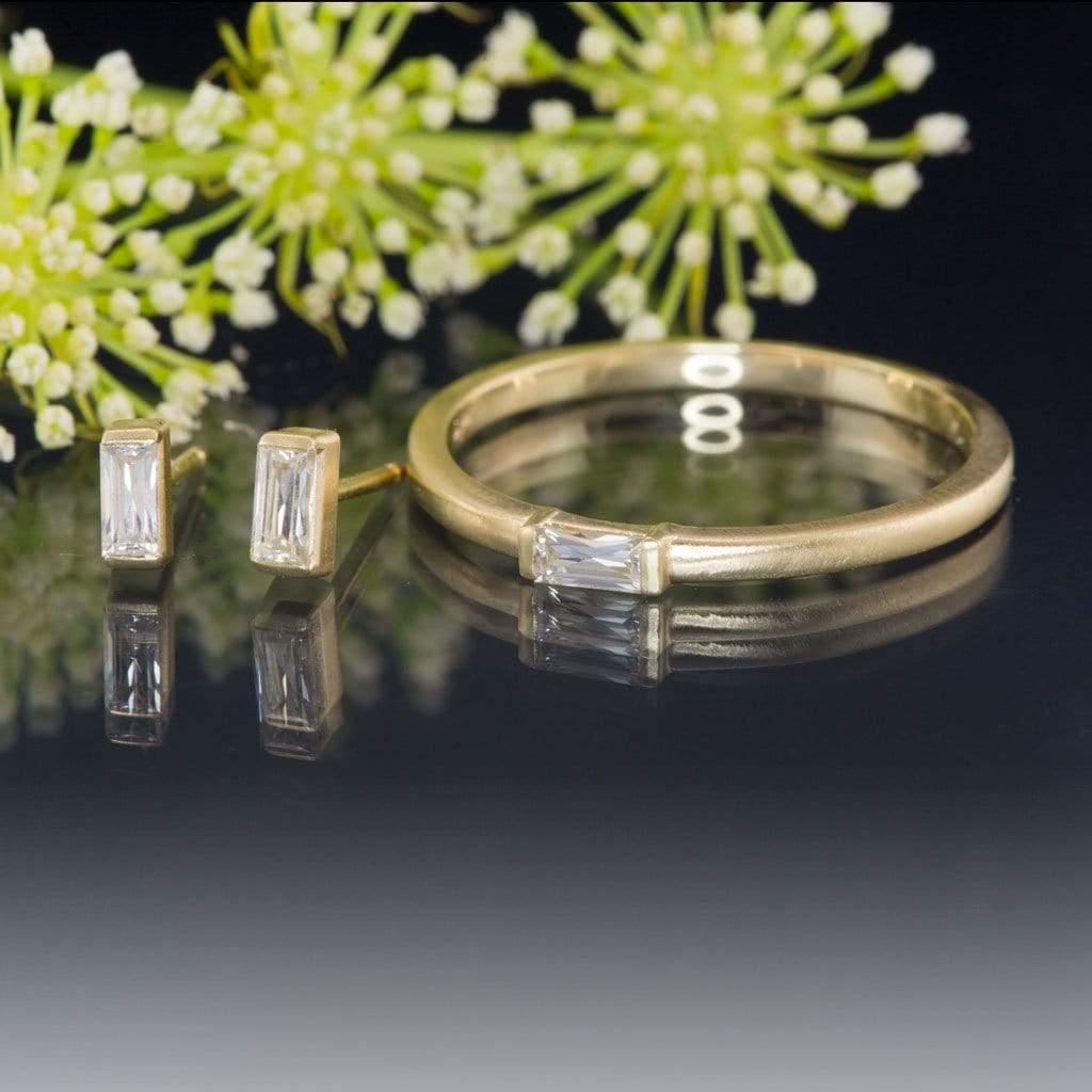 Baguette Forever One Moissanite Bar Set Stud Earrings Earrings by Nodeform