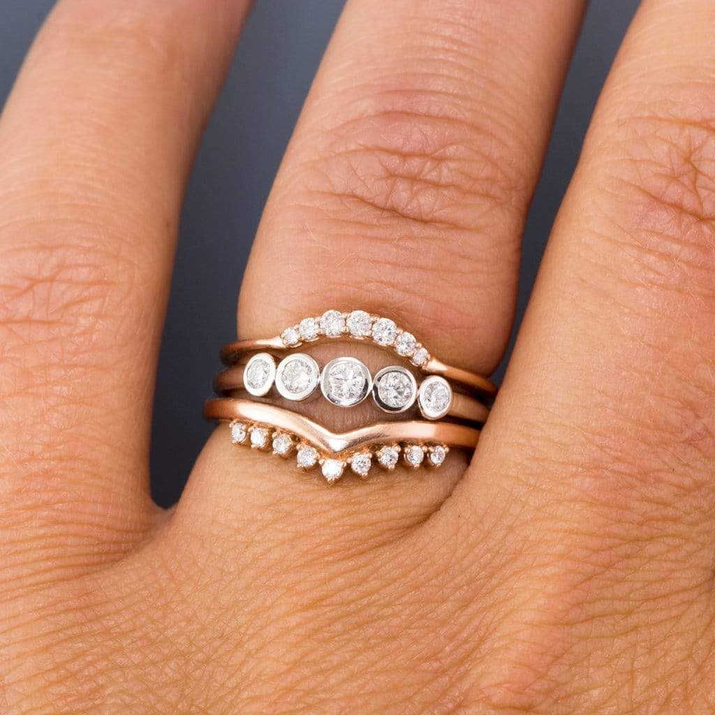 Fiona Band - Graduated Diamond, Ruby or Sapphire Five Bezel Stacking Anniversary Ring Ring by Nodeform