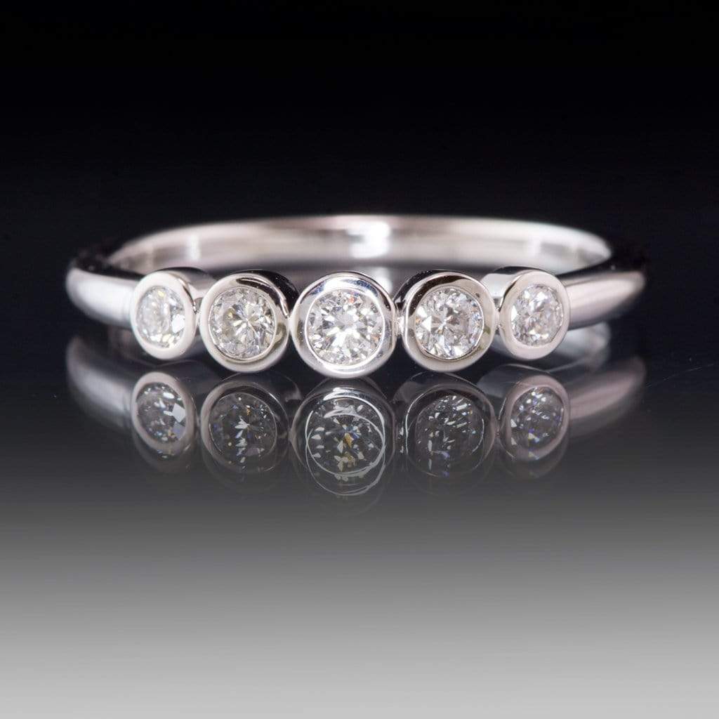 Fiona Band - Graduated Diamond, Ruby or Sapphire Five Bezel Stacking Anniversary Ring Ring by Nodeform